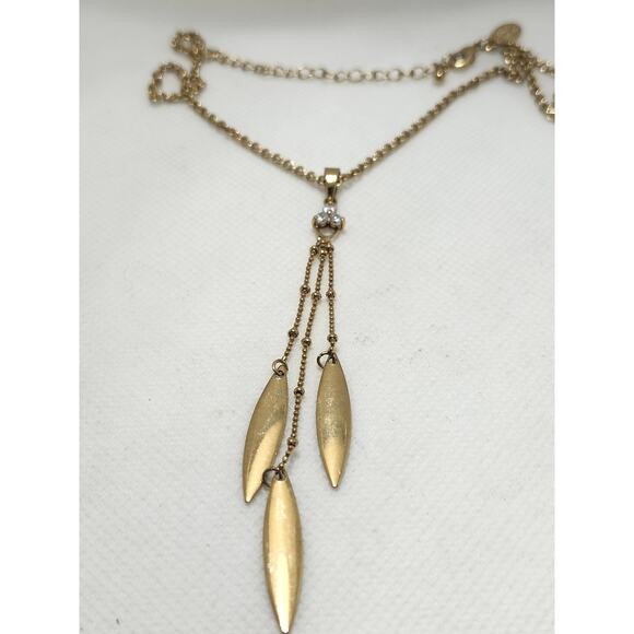 Cookie lee Goldtone dangle necklace 17" costume rhinestone - Picture 7 of 7